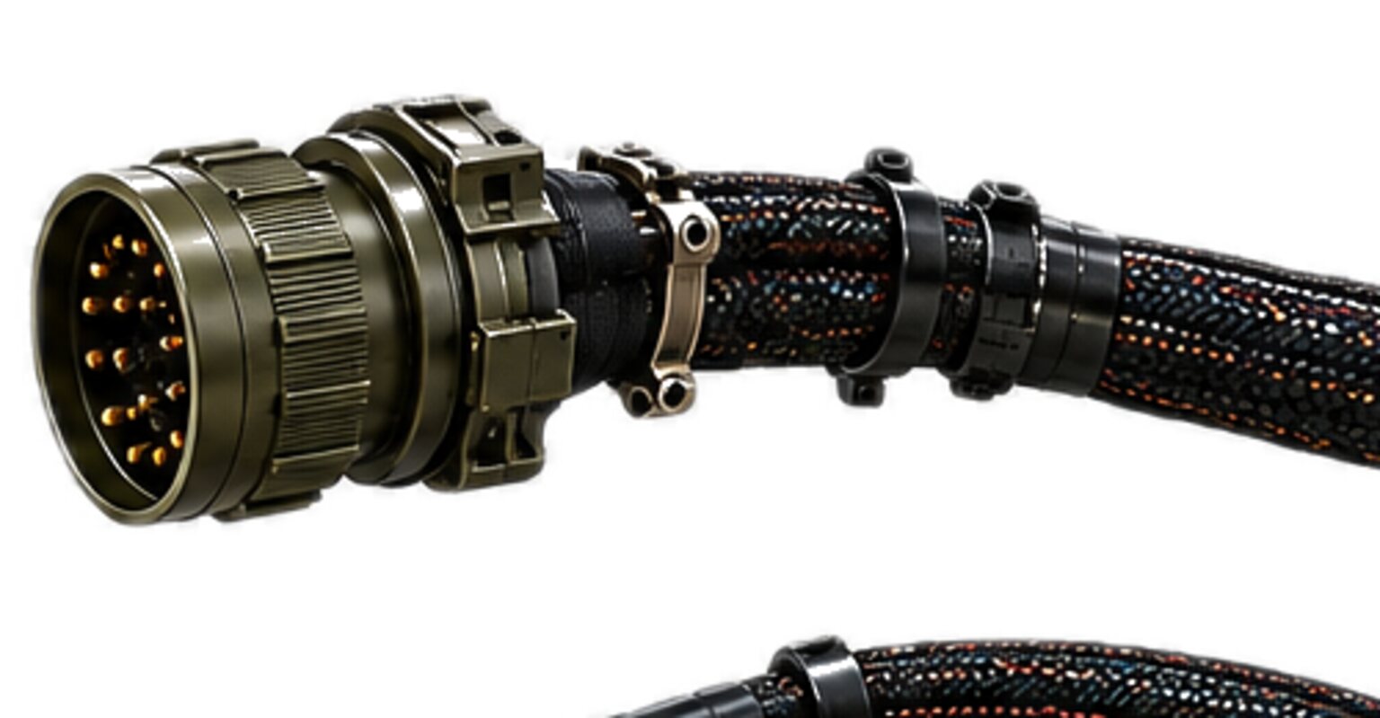 A large olive circular connector at the head of a braided trunk, from an illustration.